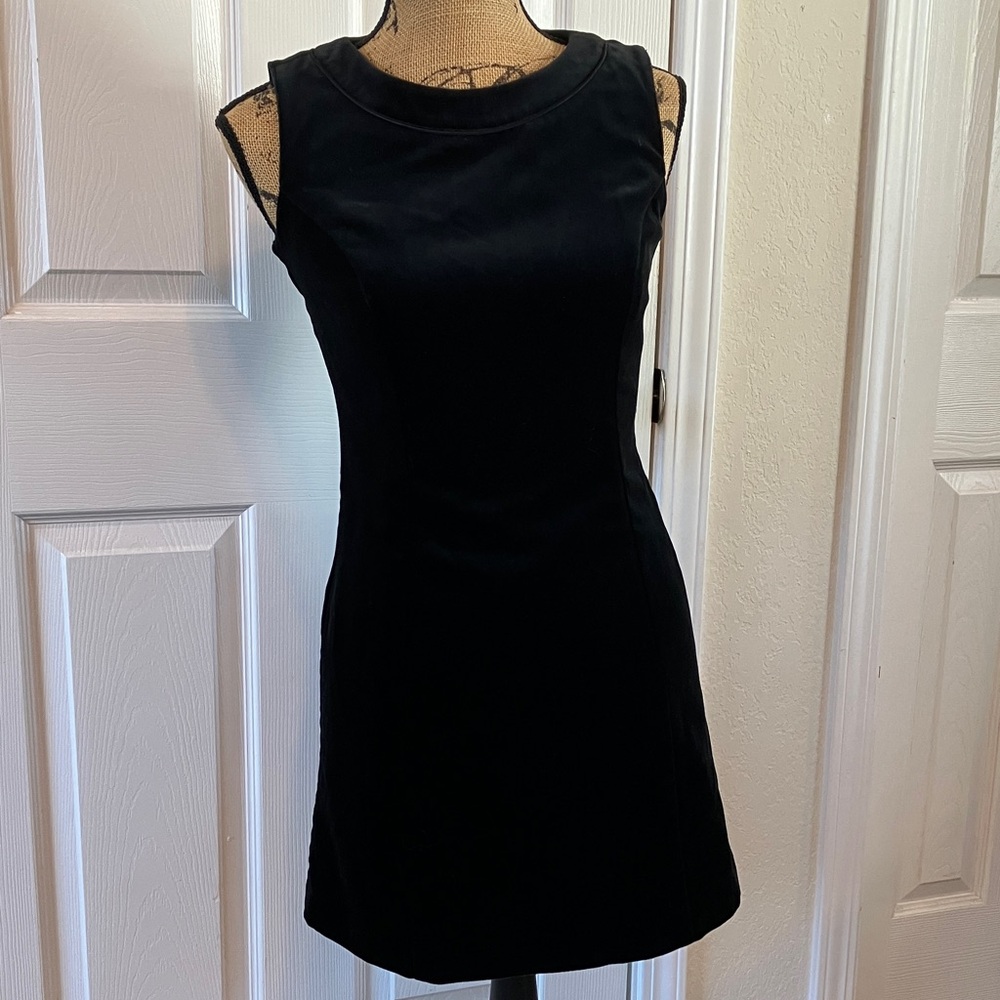 Vintage Gap Black Velvet Sleeveless Sheath Mini Office Workwear Dress women’s 2